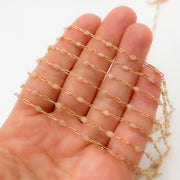 Gold Filled Golden Shade Color Opal Enamel Cable Chain